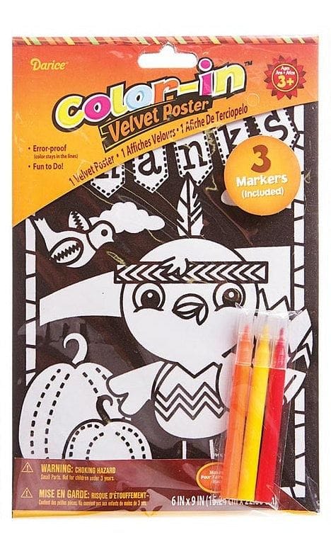 Animal Fun - 6 Pack of Fuzzy Velvet Coloring Posters for Kids and