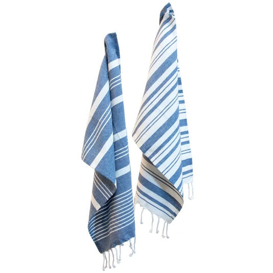 Tea Towels Blue Stripes Set of 2