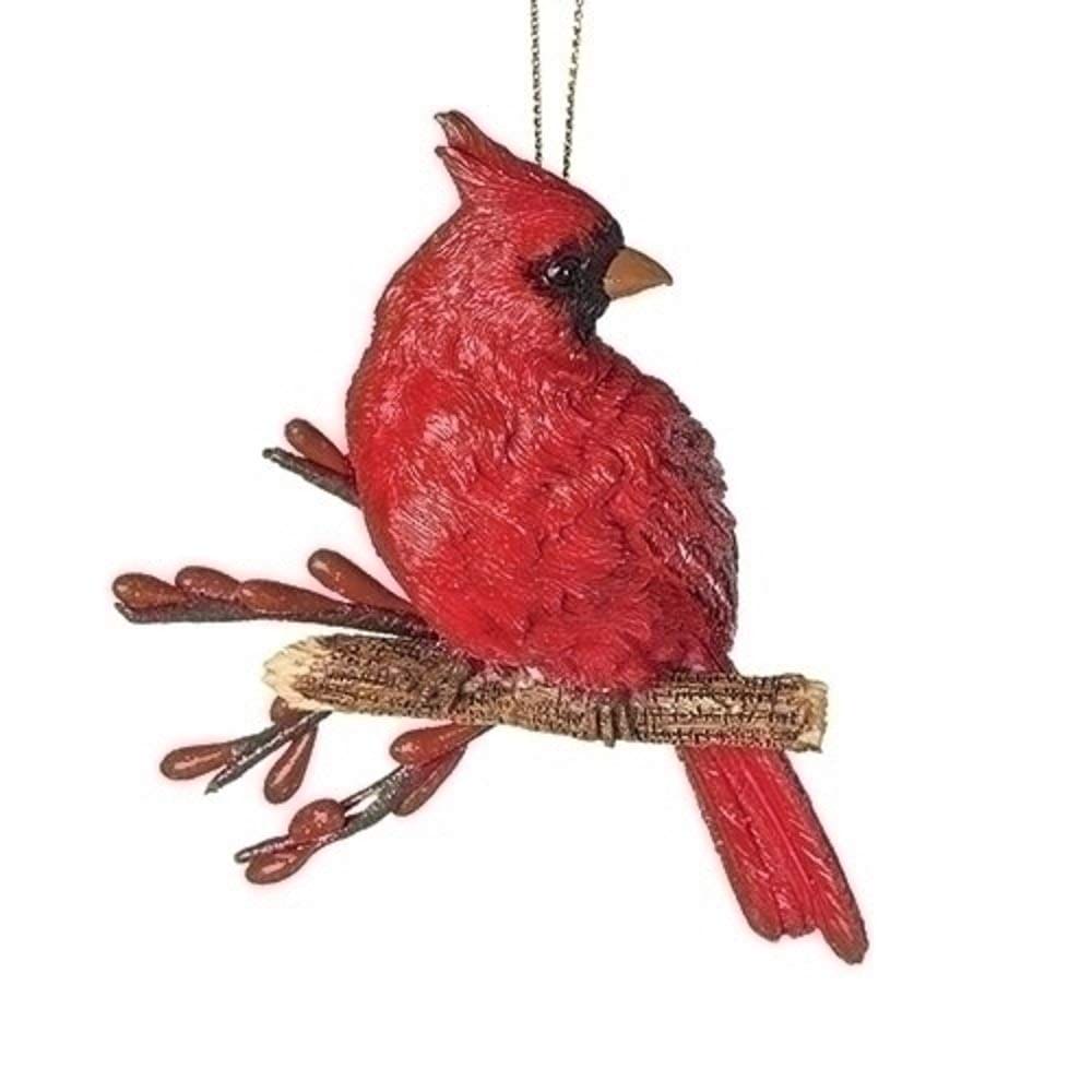 Christmas Cardinal On  Branch Ornament