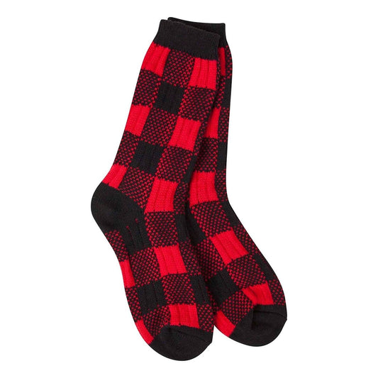 Cozy Crew Socks -  Red/Black Plaid