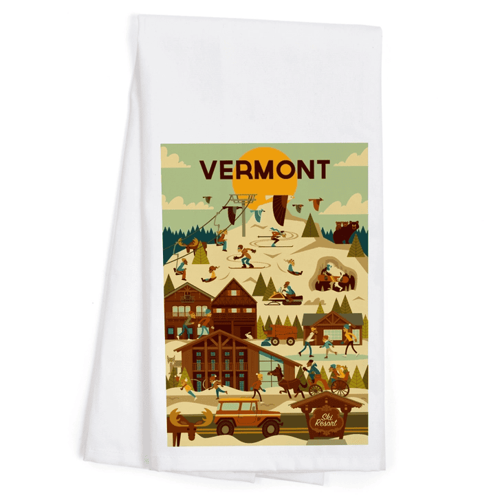 Vermont Ski Resort - Tea Towel