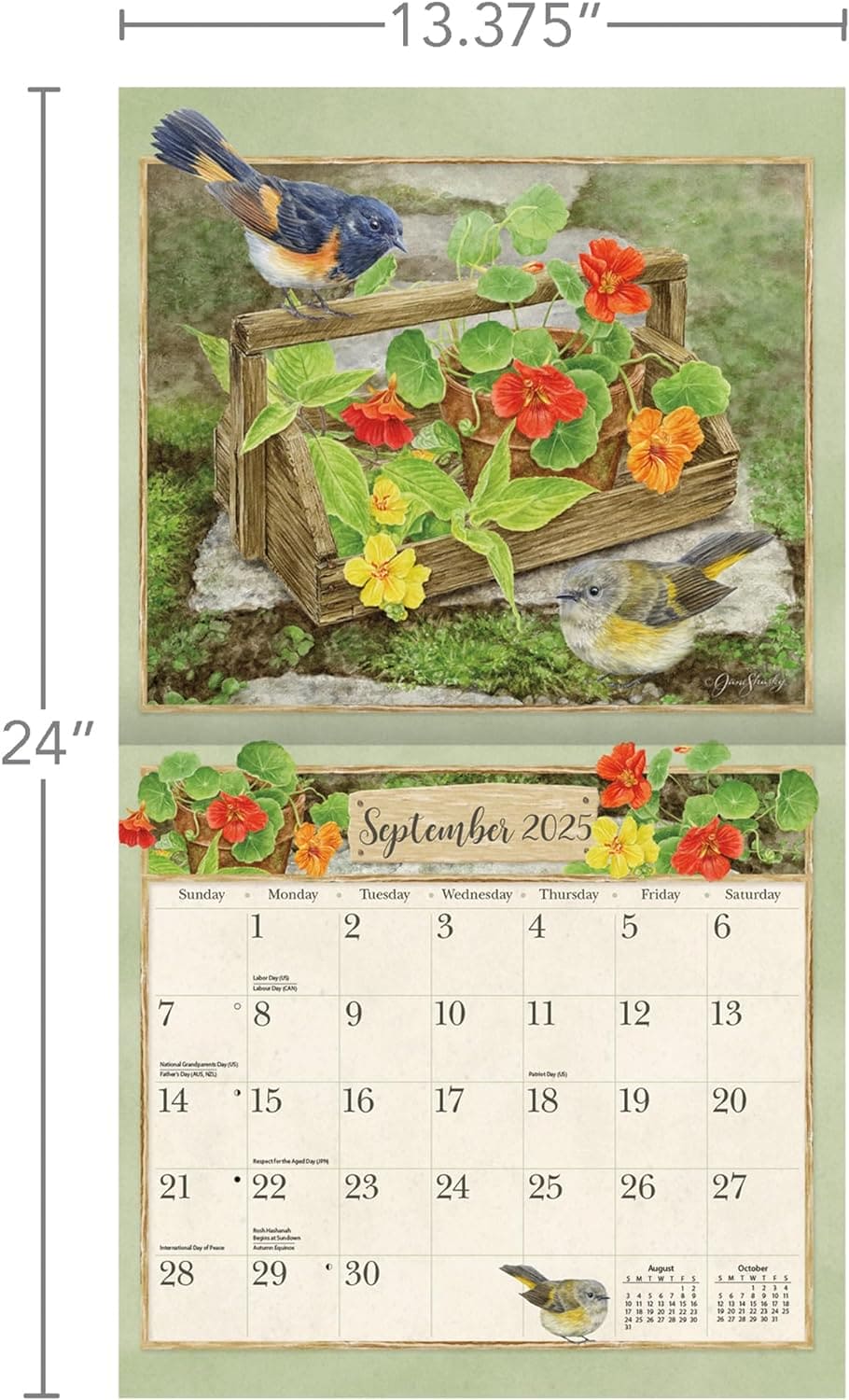 Birds in The Garden 2025 Wall Calendar