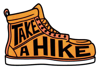 Take A Hike Yellow Shoe Sticker