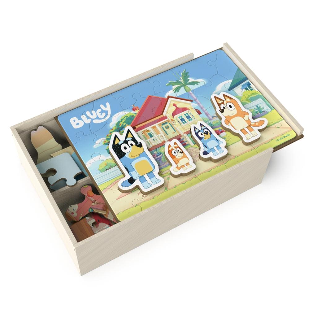 4-Pack of Wooden Puzzles with Bluey