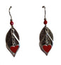 Red Hearts on Layered Open and etched shapes Earrings