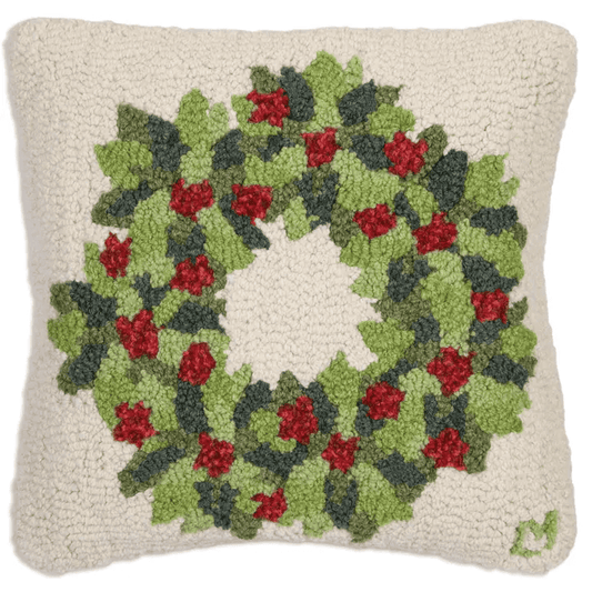 Berries and Leaves Wreath Pillow