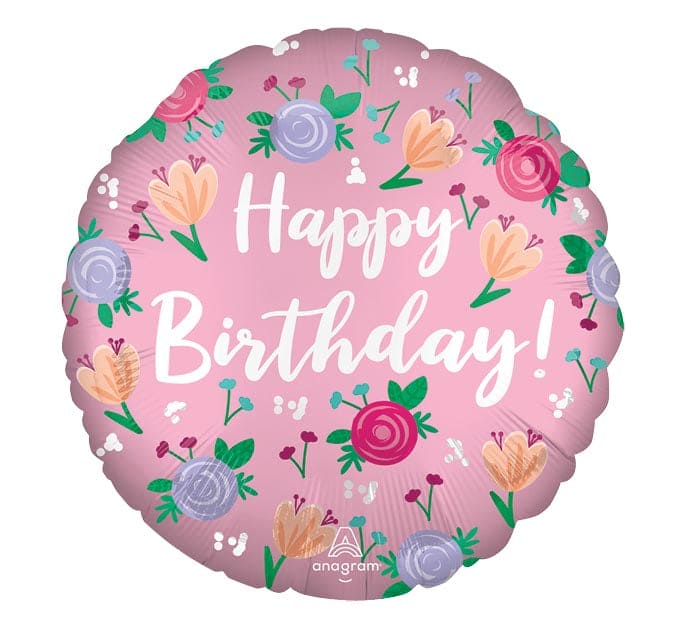 17" Happy Birthday Peony Balloon