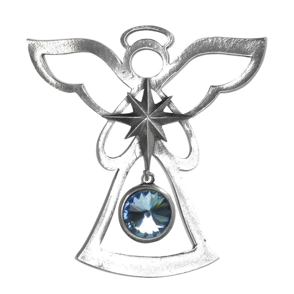 Pewter Angel Ornament with Birthstone -