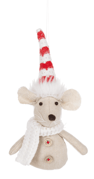 Winter Mice Ornament - Red/White Hat