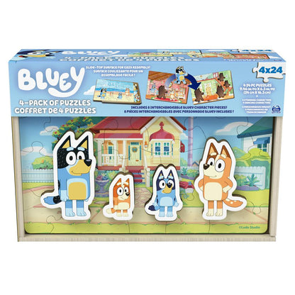 4-Pack of Wooden Puzzles with Bluey