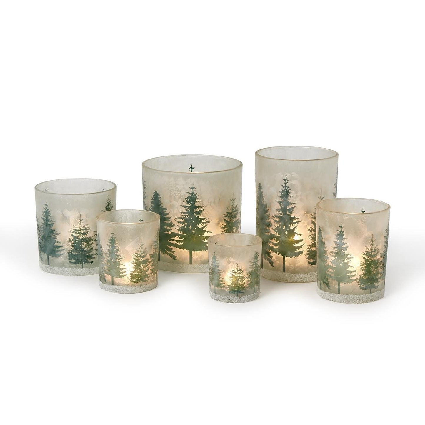 Winter Forest Frosted Candle Holder -