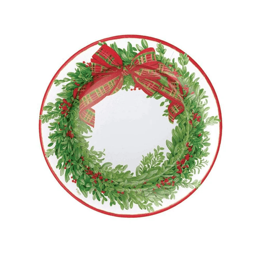 Boxwood and Berries Wreath Paper Salad & Dessert Plates - 8 Per Package