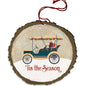 Tis The Season  Vintage Log End Wood Ornament