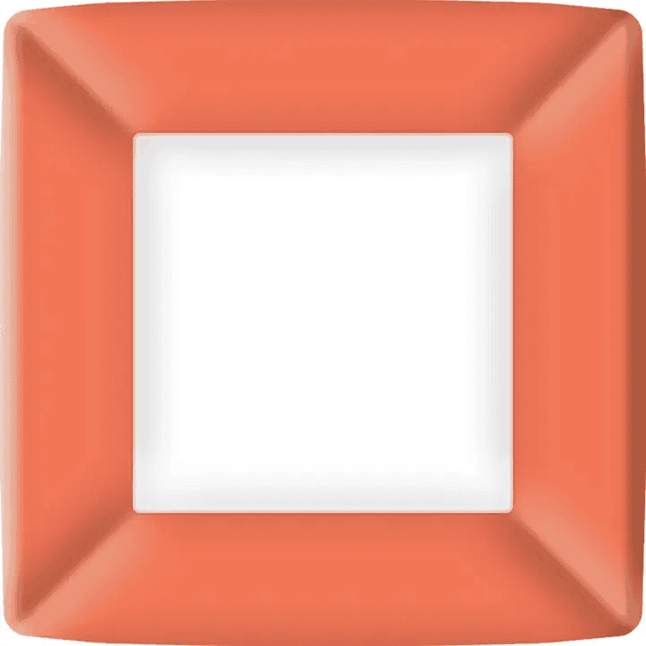 10" Square Paper Plates Pack of 8 Classic Square Coral