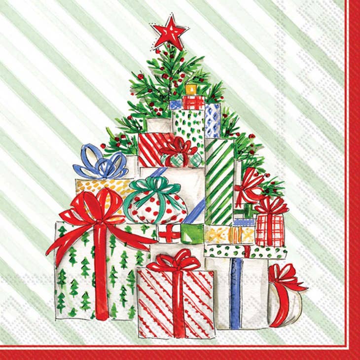 Disposable Paper Lunch Napkins Christmas Presents Tree 20 Count