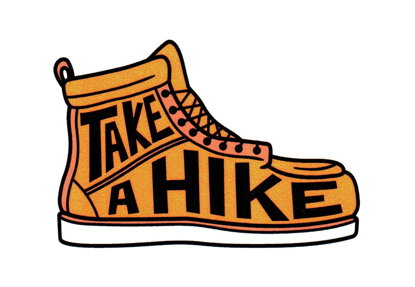 Take A Hike Yellow Shoe Sticker