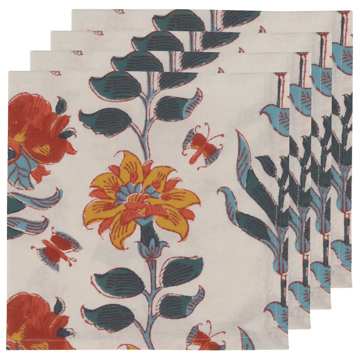 Marigold  Block  Print Napkins s/4