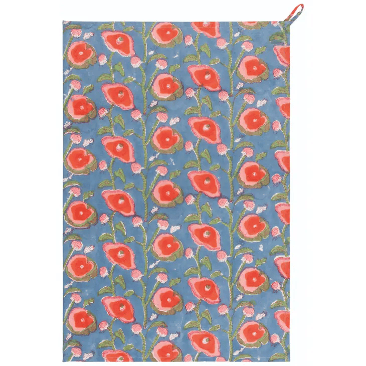 Poppy Block Print Dishtowel