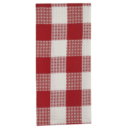 Wicklow Check Waffle Dishtowel - Red & Cream