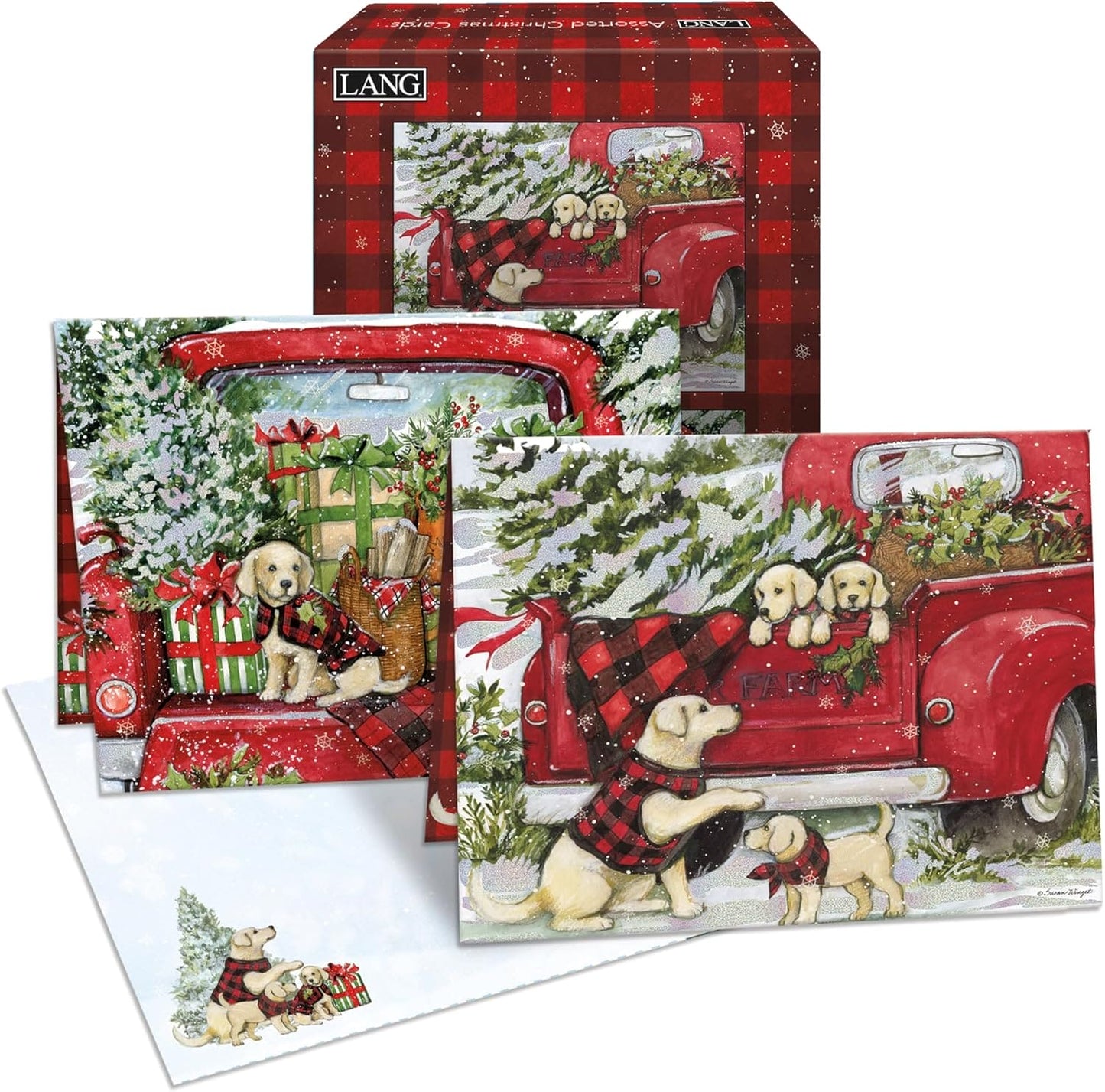 Puppies & Presents Assorted Boxed Christmas Cards - 18 Greeting Cards