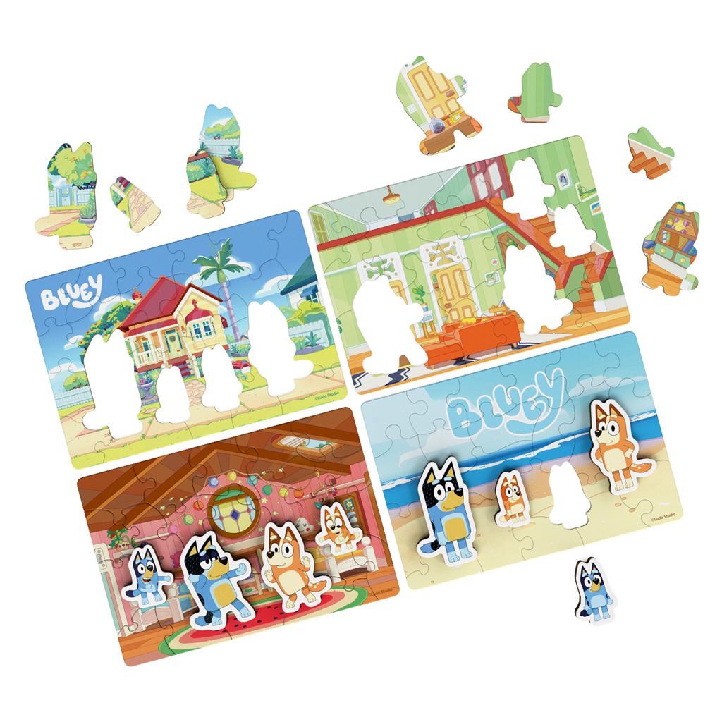 4-Pack of Wooden Puzzles with Bluey