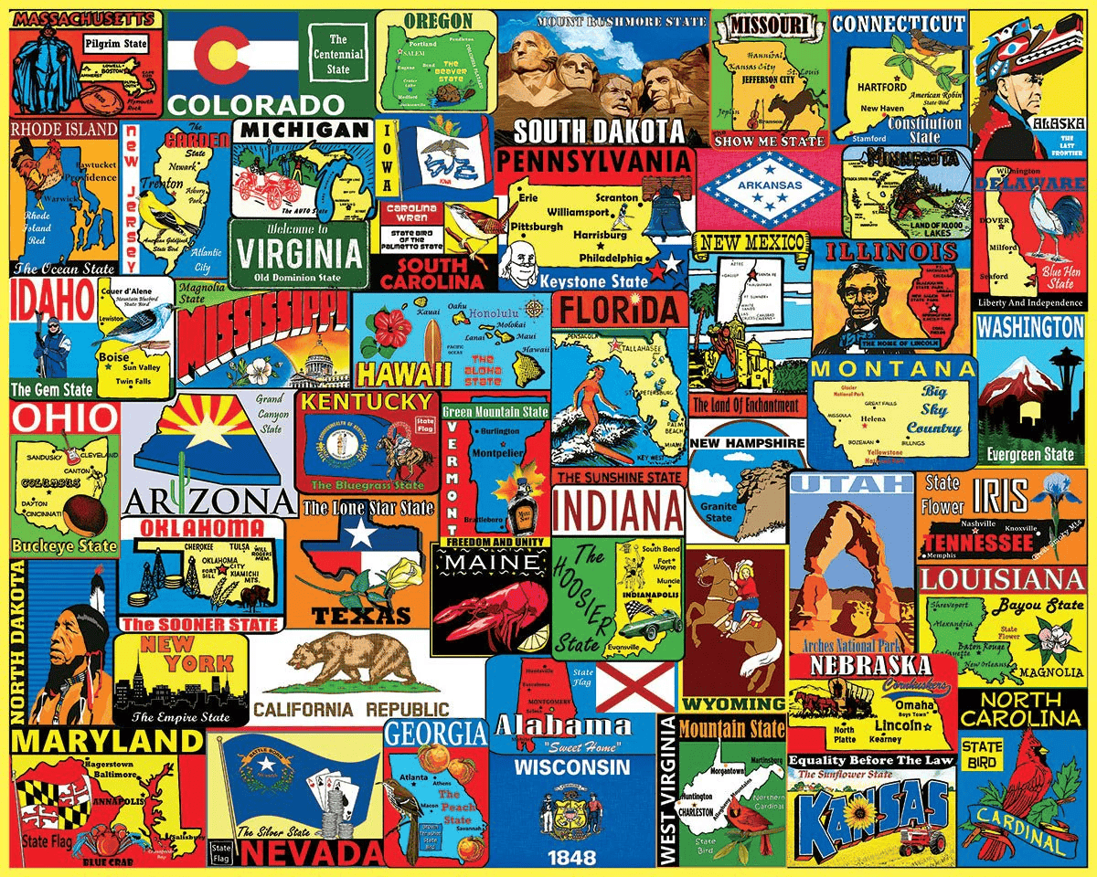 State Stickers - 1000 Piece Puzzle