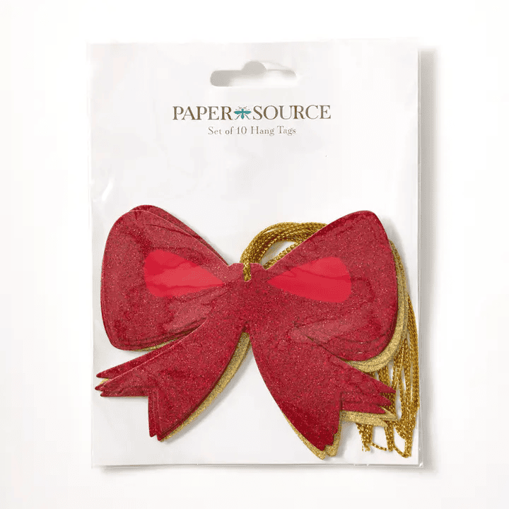 Gold & Red Bow Gift Tags