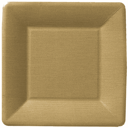 7" Square Paper Plate 8 Count Classic Linen Gold