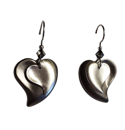 Layered Modern Hearts with Faceted Bead Earrings