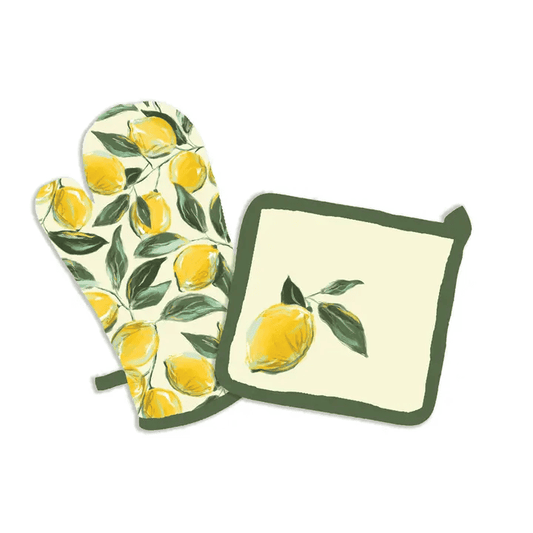 Painterly Lemons Oven Mitt and Pot Holder