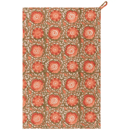 Zinnia  Block  Print Dishtowel