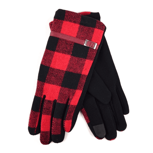 Plaid Touch Screen Women's Gloves S/M