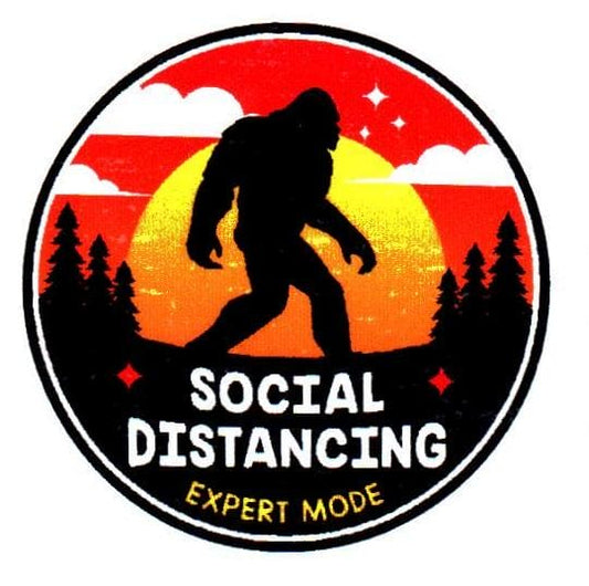 Bigfoot Social Distance Expert Sticker Small (2 Inch)