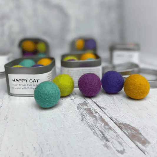 Happy Cat Felted Balls Tin S/4