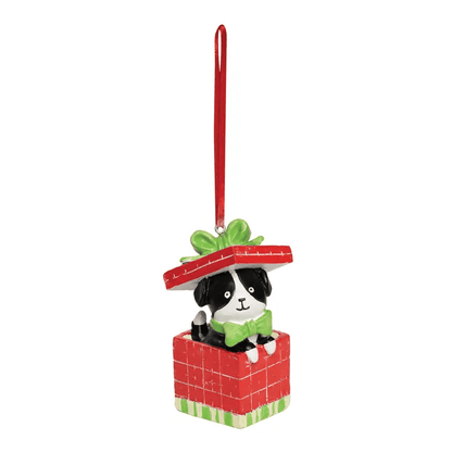 Christmas Puppy Present Ornament