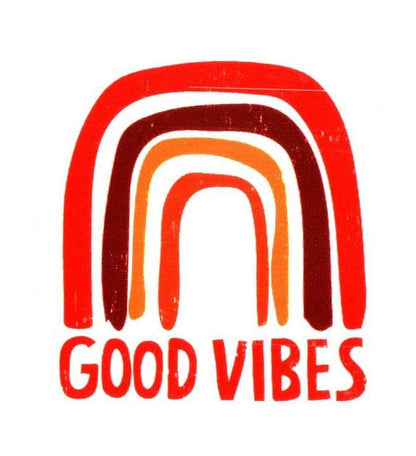 Orange And Yellow Good Vibes Rainbow Sticker Small (2 Inch)