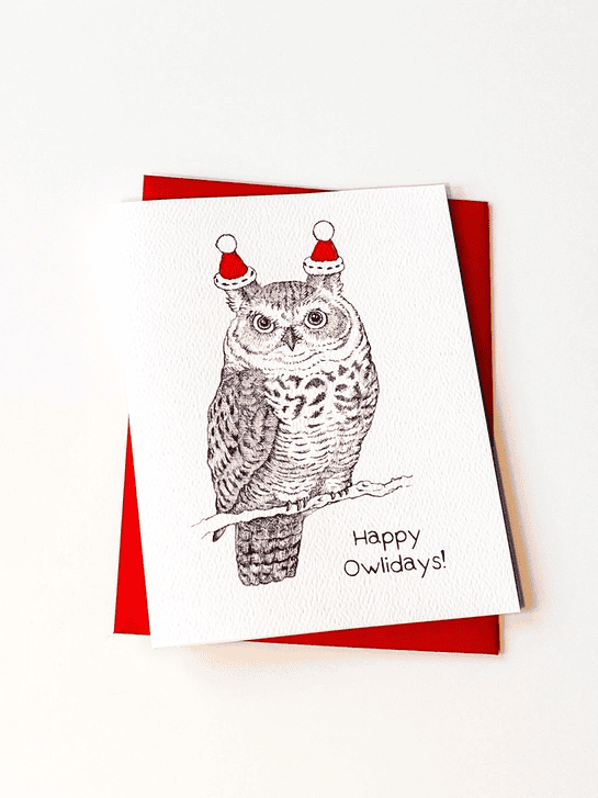 Owliday Hat - Holiday Card