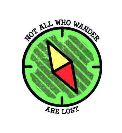 Not All Who Wander Are Lost Compass Sticker Small (2 Inch)