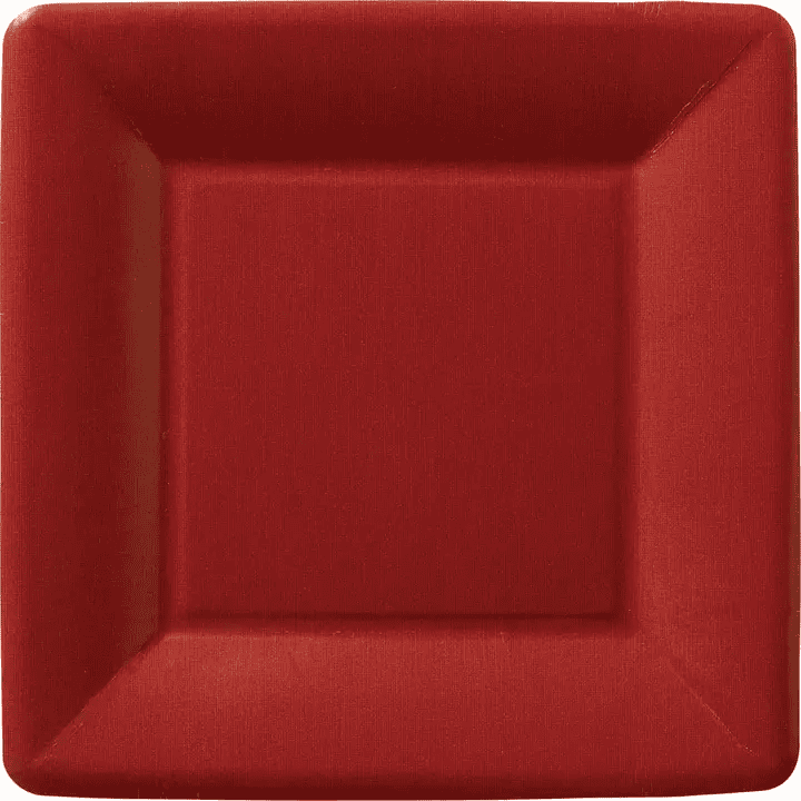 7" Square Paper Plates Pack of 8 Classic Linen Dark Red