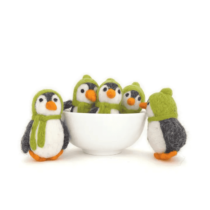 Felt Penguin with Green Accessories