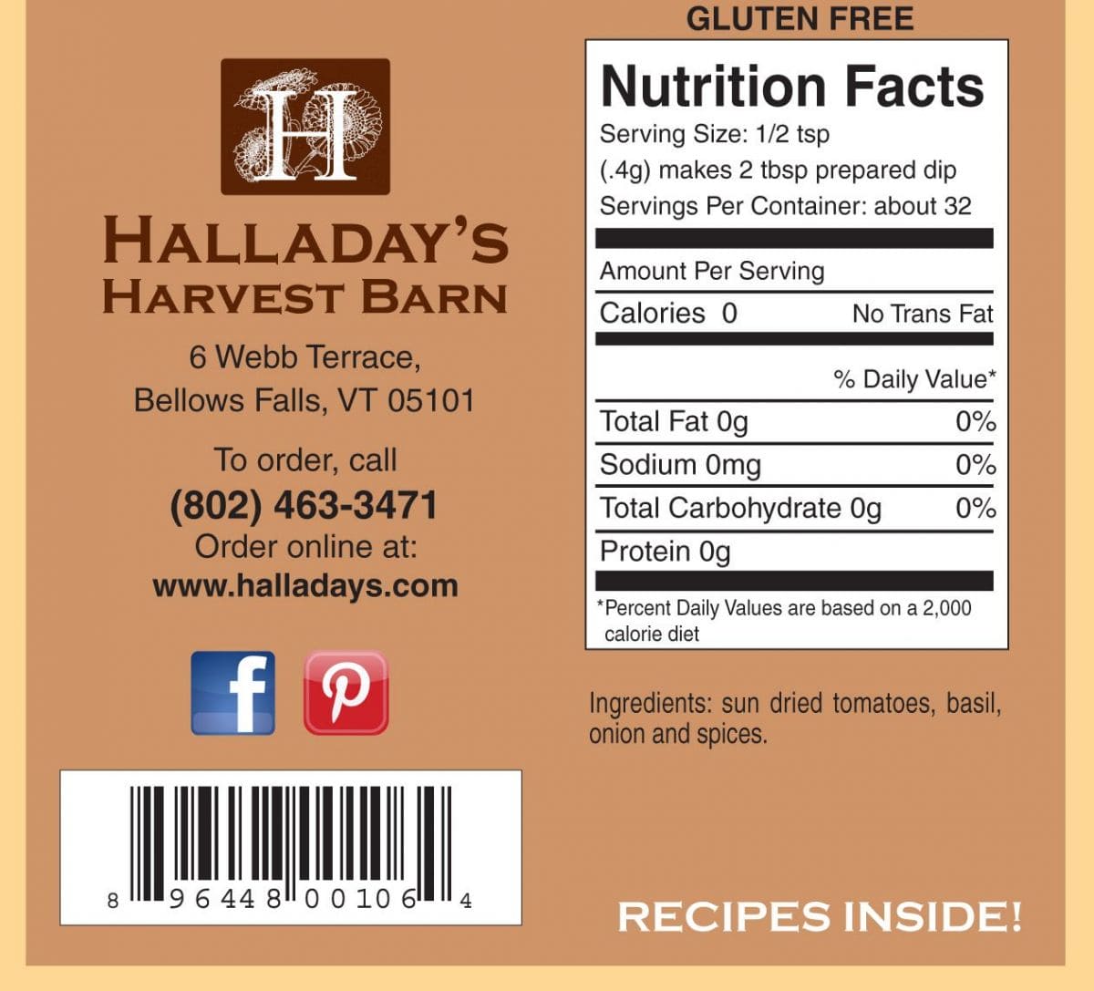 Halladay's Garlic Tomato Basil Dip Mix