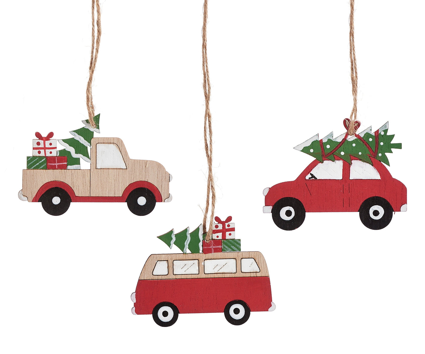 Boxed Vehicle Ornaments - 3 Styles