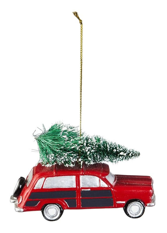 Vintage Bringing home the Tree Ornament -  Wagon