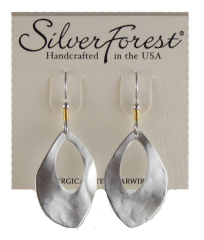 Silver Hammered Organic Shape Earring