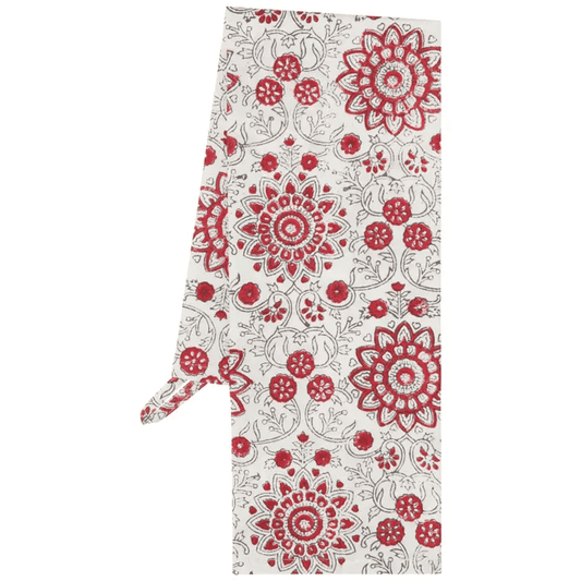 Passion Flower Block  Print Dishtowel