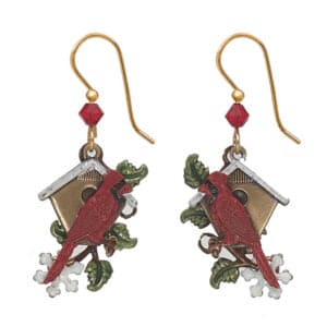 Christmas Cardinal and Branch Earring