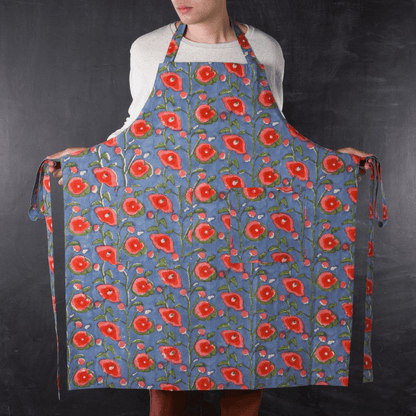 Poppy Block Print Apron