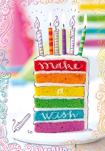 Make A Wish Rainbow Cake Card