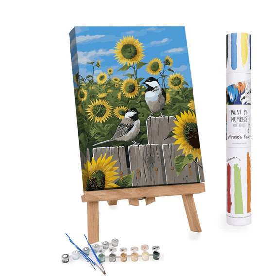 Chickadees and Sunflowers Paint By Number