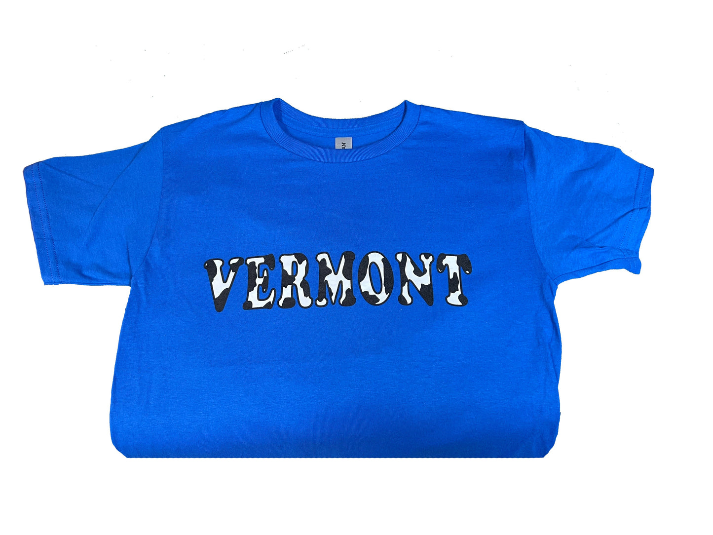 Vermont Cow Print Youth T-Shirt - Royal Blue -